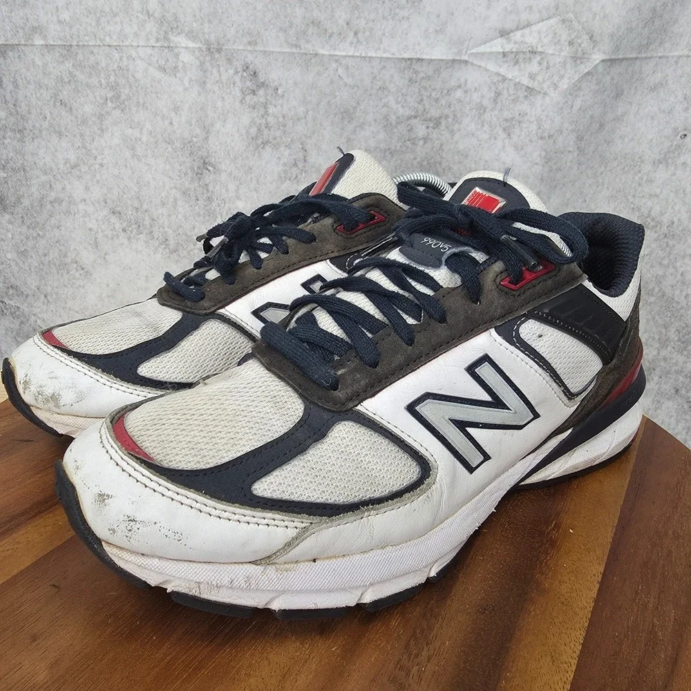 New Balance 990v5 Running Shoes Mens 11 D White Brown‎ Jogging Sneakers USA Made